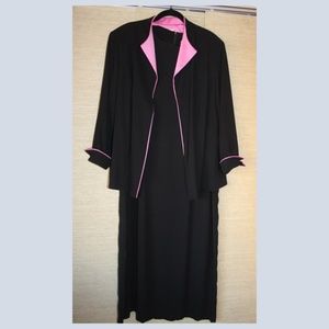 JT Collection Black Evening Dress Pink Accents